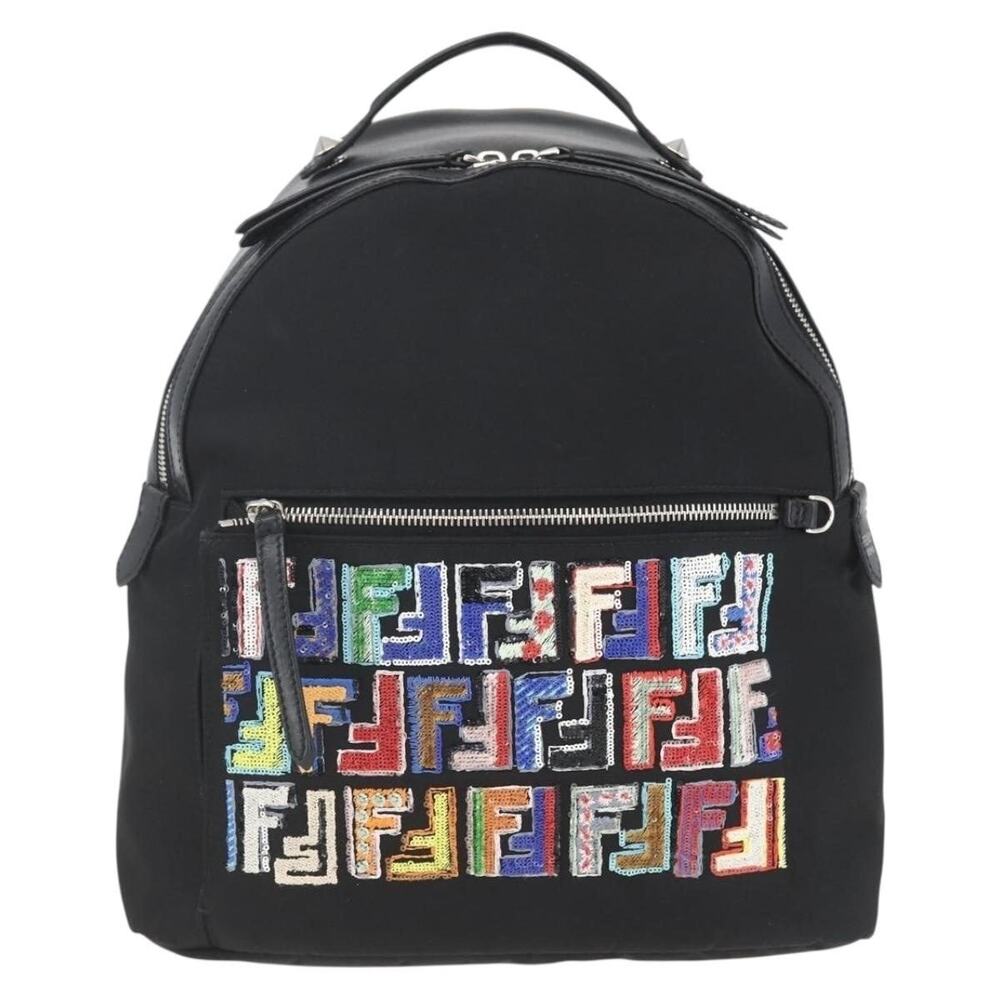 Fendi Sequin Backpack Nylon Black